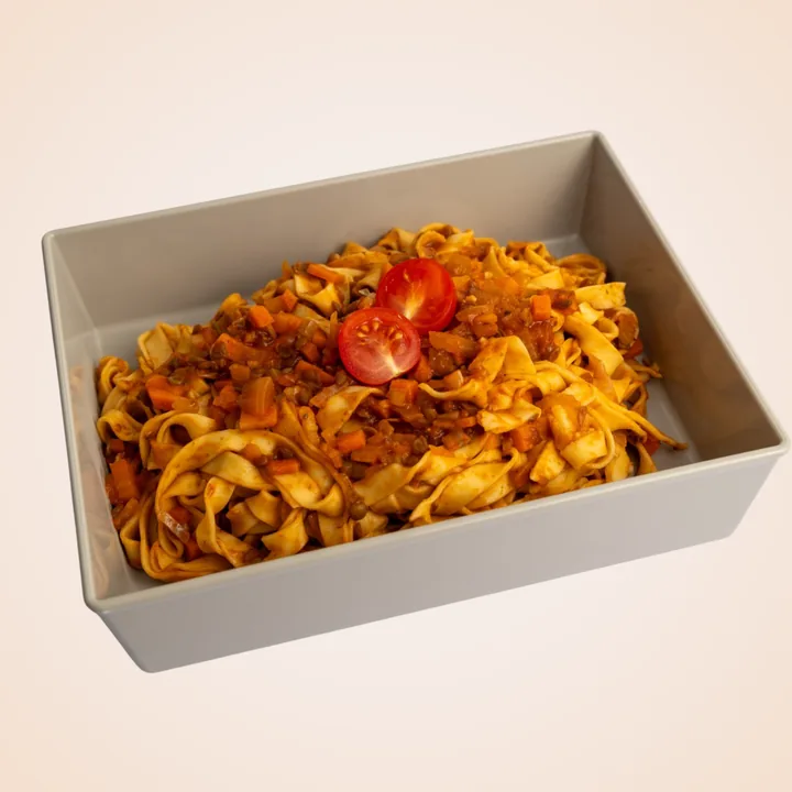 Gericht: Pasta mit Linsenragù – frisch aus der LunchLoop-Küche
